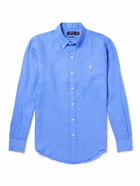 Polo Ralph Lauren - Button-Down Collar Logo-Embroidered Linen Shirt - Blue