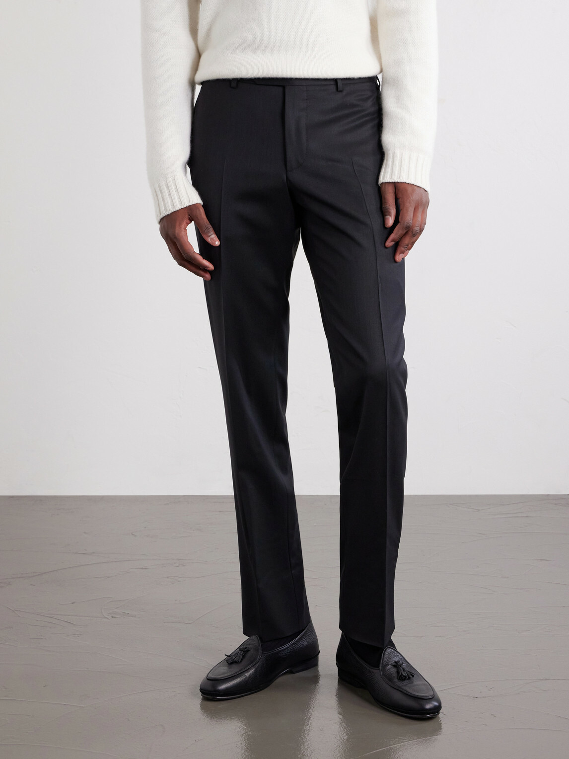 Canali - Slim-Leg Stretch Wool-Twill Suit Trousers - Black