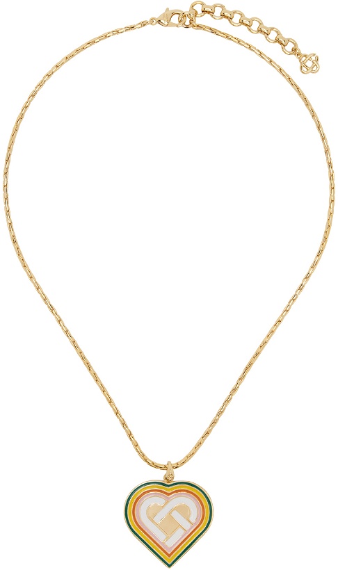 Photo: Casablanca Gold Heart Monogram Medallion Necklace