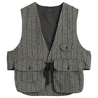 Engineered Garments Men's Herringbone Wool Fowl Vest in Dark Grey