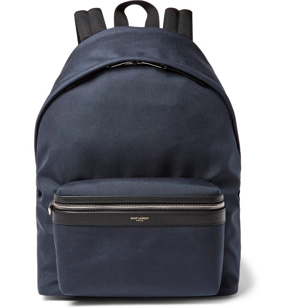 Saint Laurent - City Leather-Trimmed Canvas Backpack - Navy Saint