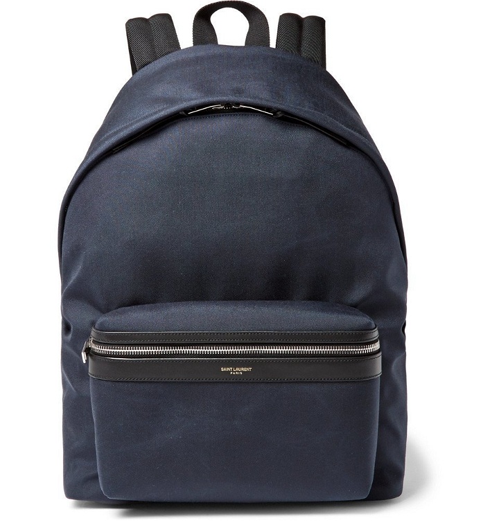 Photo: Saint Laurent - City Leather-Trimmed Canvas Backpack - Navy