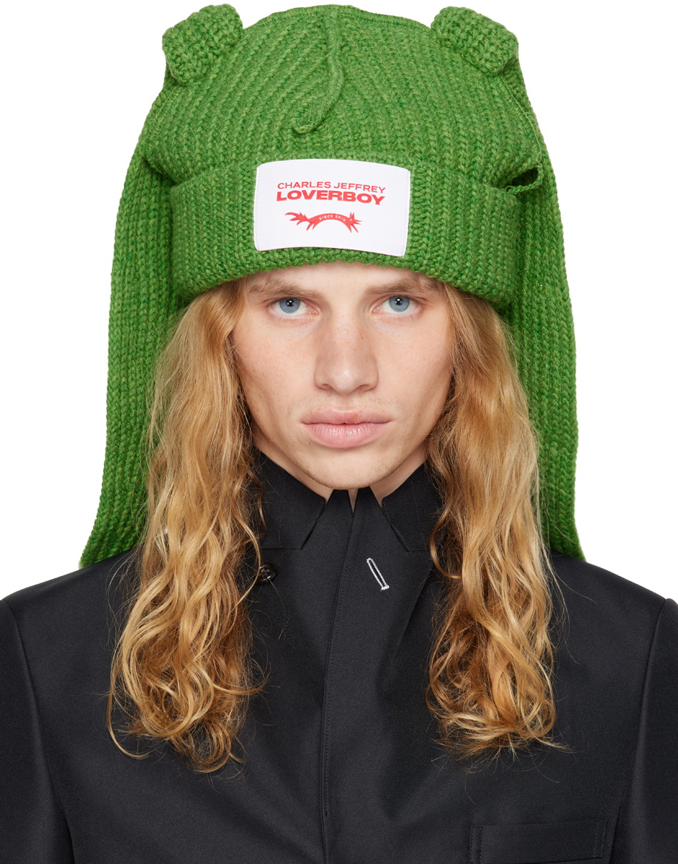 Charles Jeffrey LOVERBOY Green Chunky Rabbit Beanie Charles