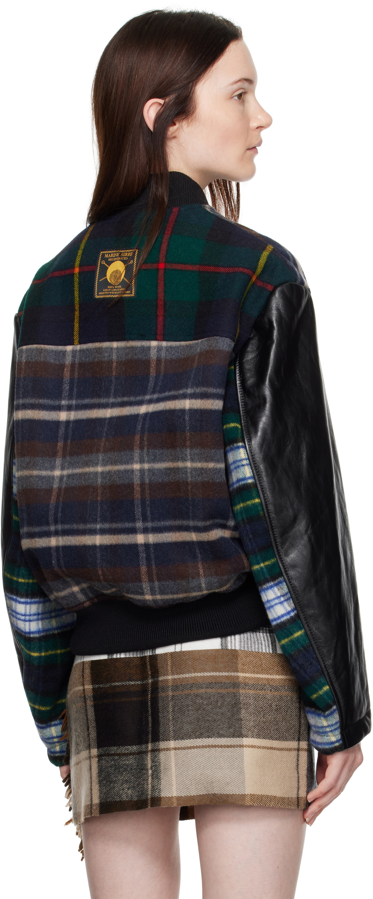 Marine Serre Multicolor Regenerated Tartan Scarves Bomber Jacket