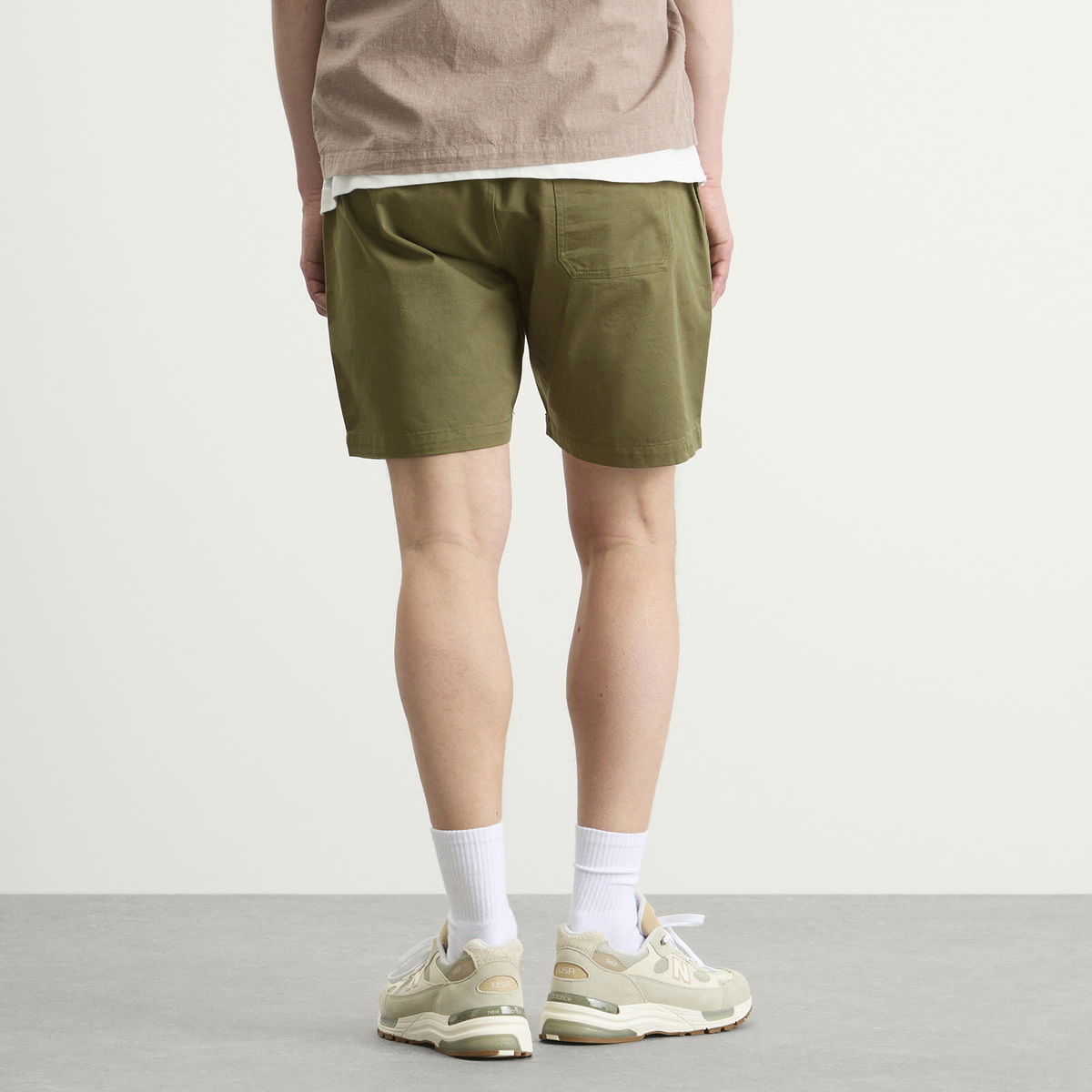 Universal Works Men's Twill Beach Shorts in Light Olive