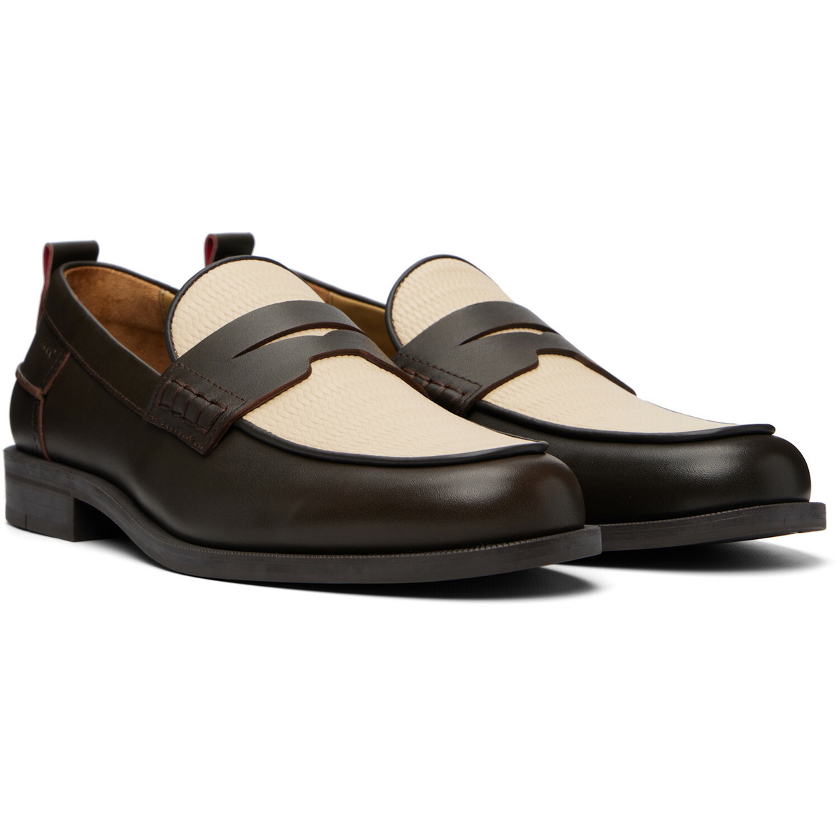 Hugo Brown Crocodile Vamp Leather Loafers