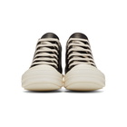 Rick Owens Black and Off-White Leather Low Sneakers