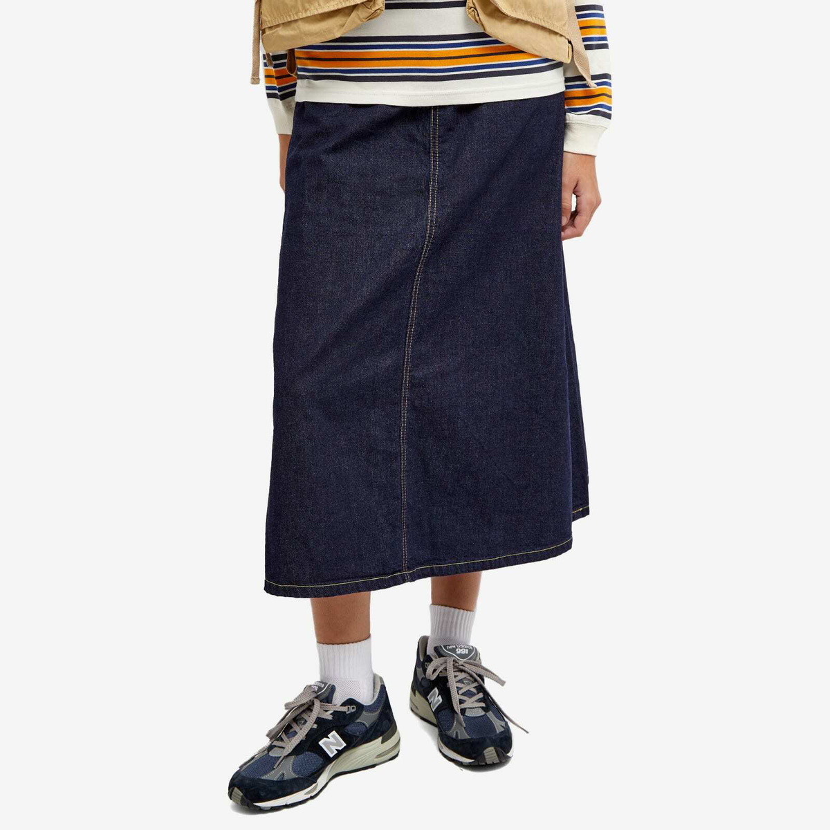 Beams Boy Women's 5 Denim Pocket Skirt in Blue Indigo