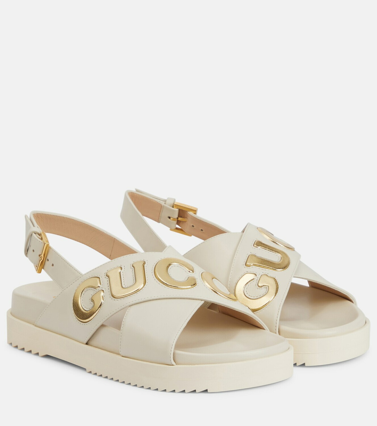 Gucci white leather online sandals