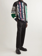 Sacai - Shell-Panelled Distressed Linen and Cotton-Blend Jacquard Sweater - Multi