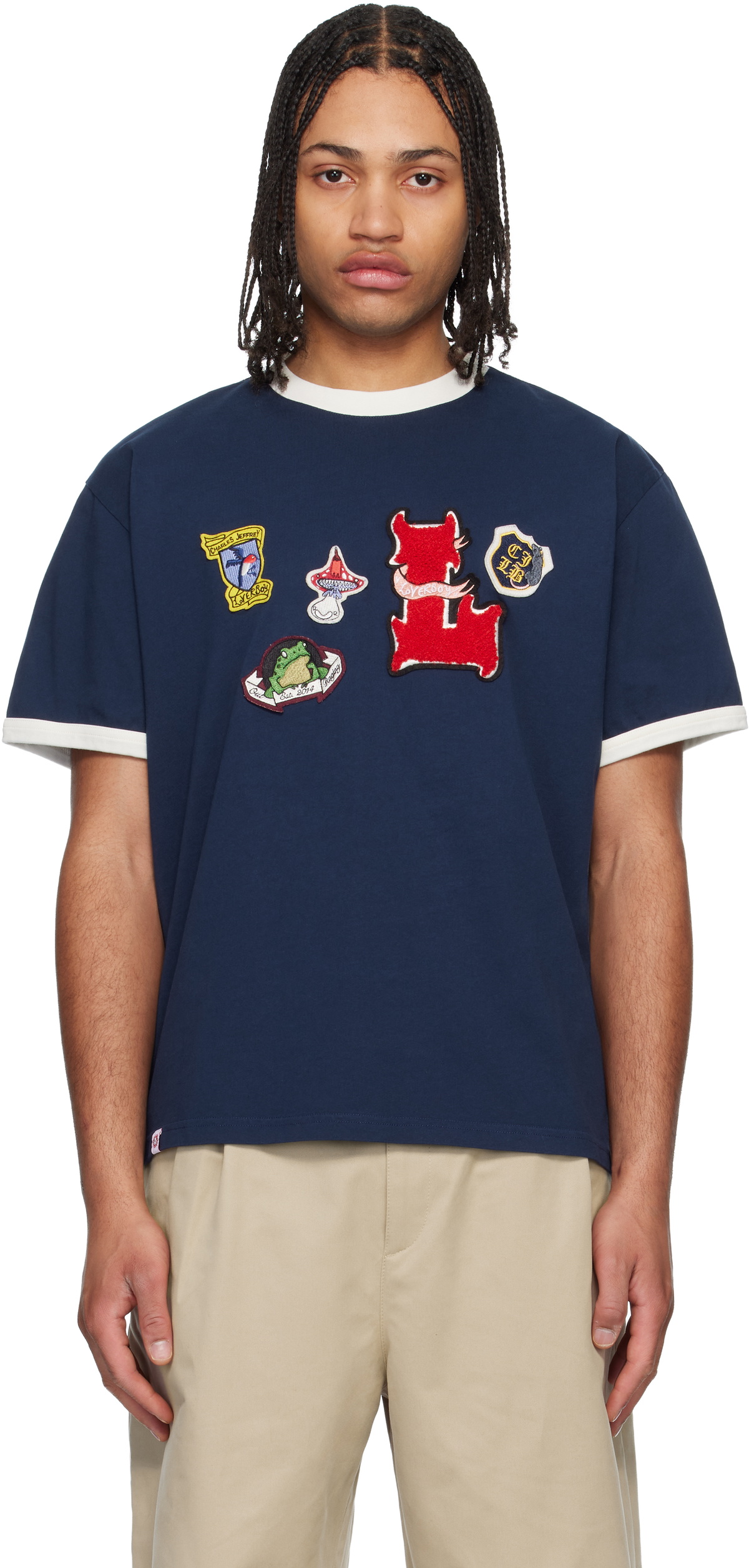 Charles Jeffrey LOVERBOY Navy Badge T-shirt