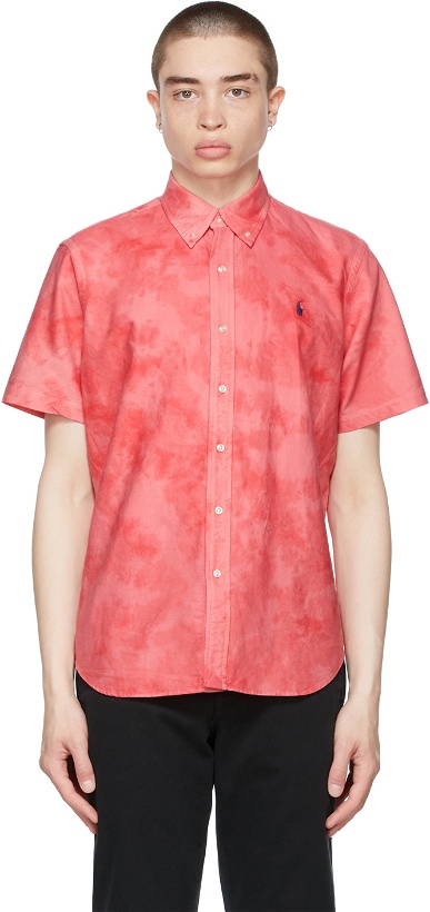 Photo: Polo Ralph Lauren Red Tie-Dye Classic Fit Oxford Short Sleeve Shirt