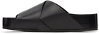 CO Black Leather Cross Slide Sandals