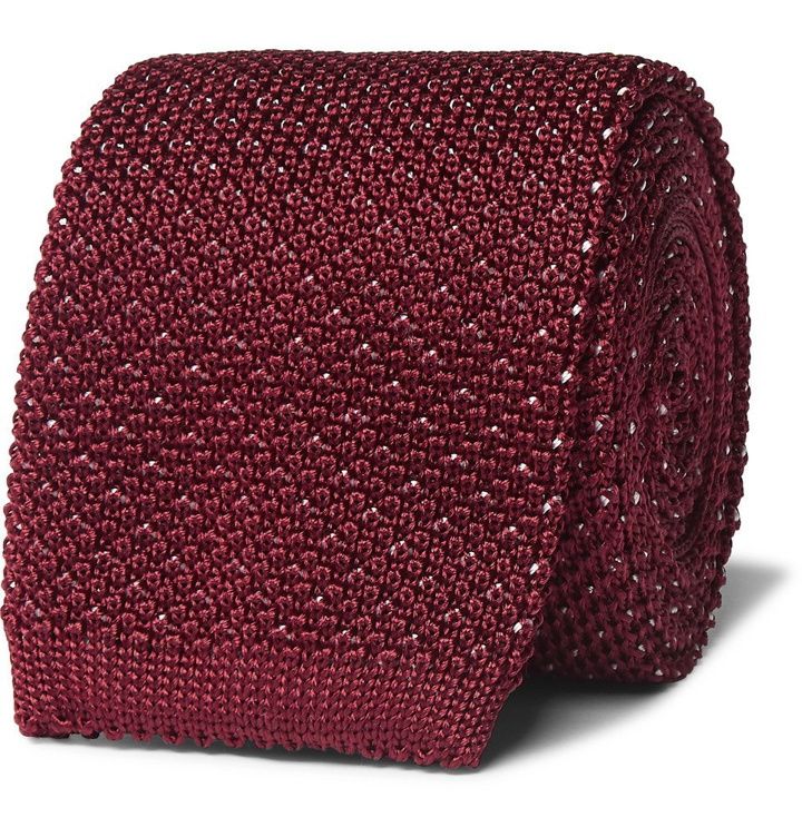 Photo: Canali - 6.5cm Knitted Metallic Silk Tie - Men - Red