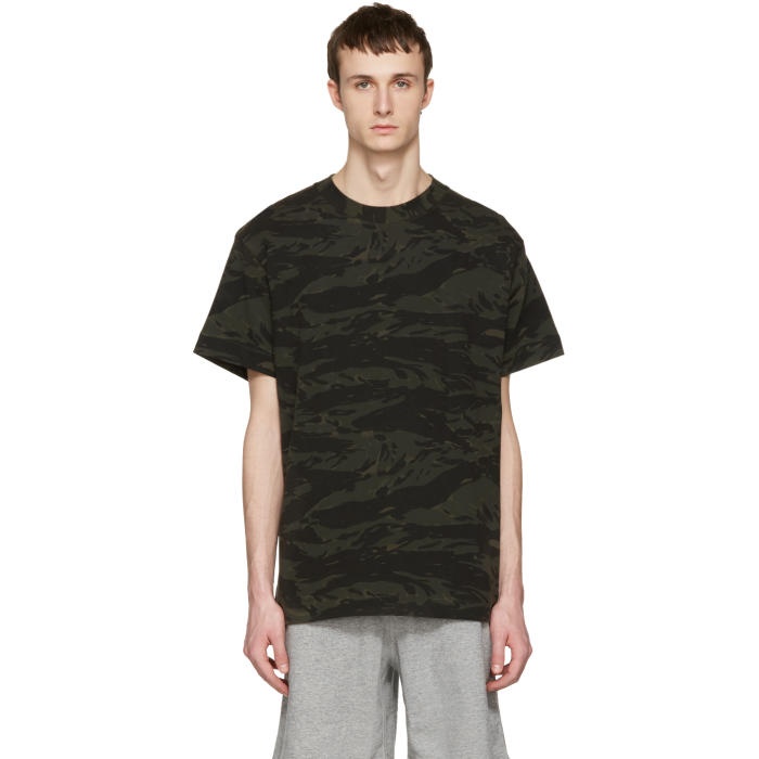 Photo: T by Alexander Wang Green Camouflage Back Panel T-Shirt