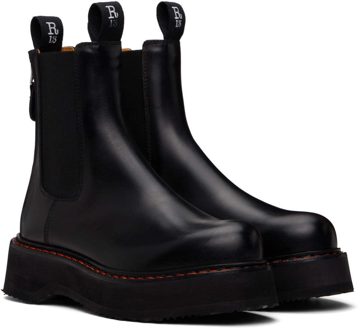 R13 Black Single Stack Chelsea Boots