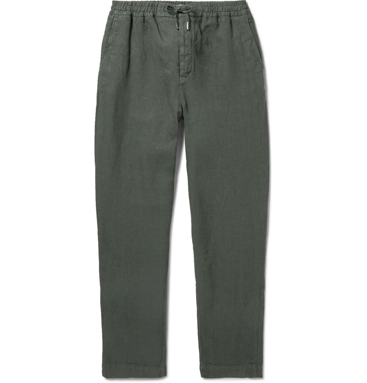 Photo: Mr P. - Tapered Garment-Dyed Linen Drawstring Trousers - Green