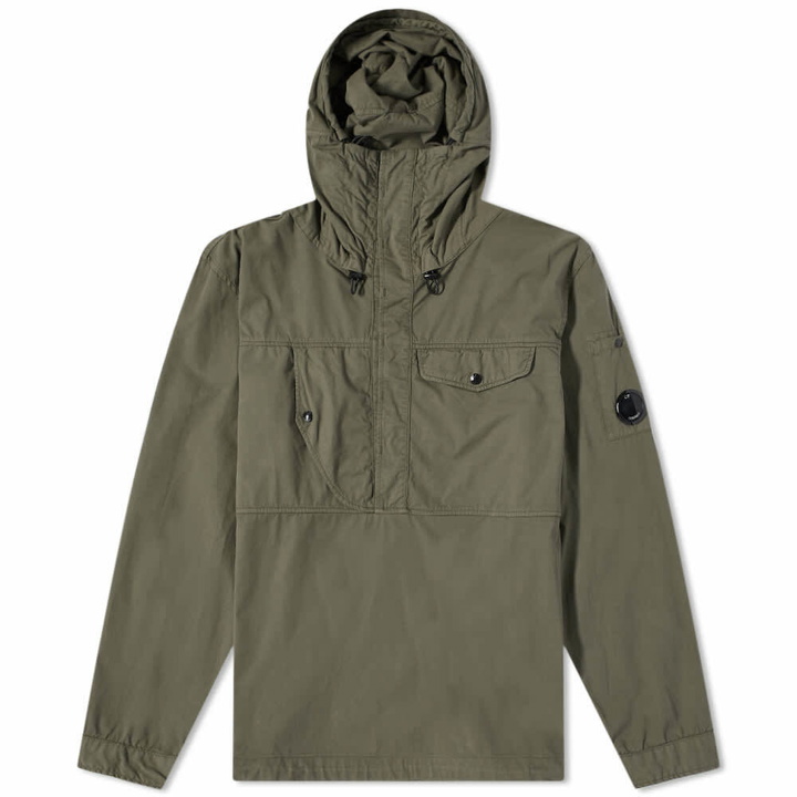 Photo: C.P. Company Men's Arm Lens Popover Hooded Overshirt in Stone Grey