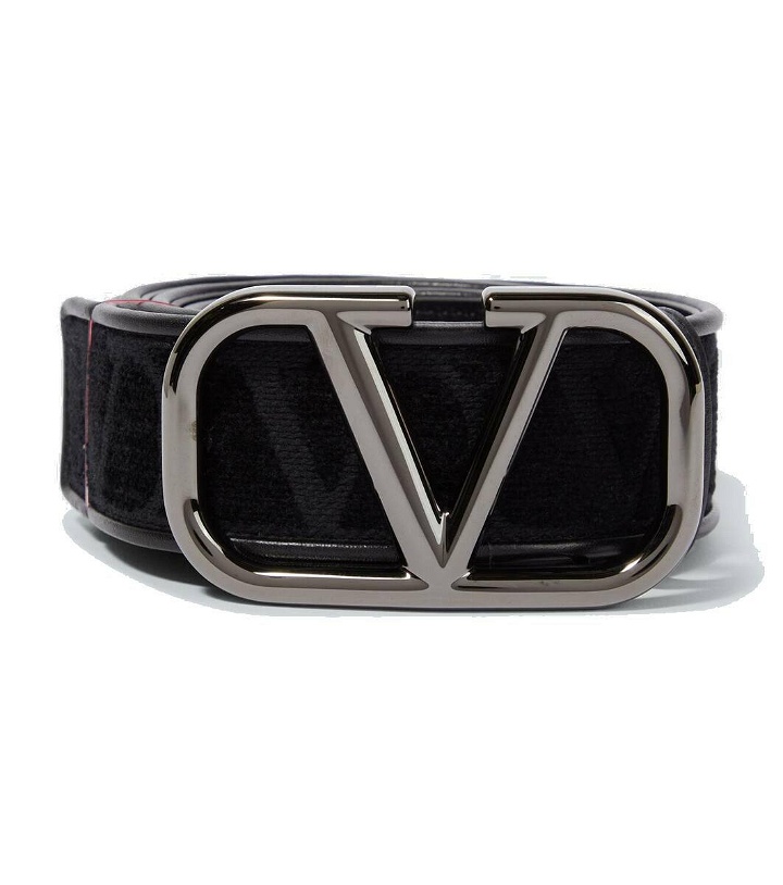 Photo: Valentino Garavani VLogo jacquard leather-trimmed belt