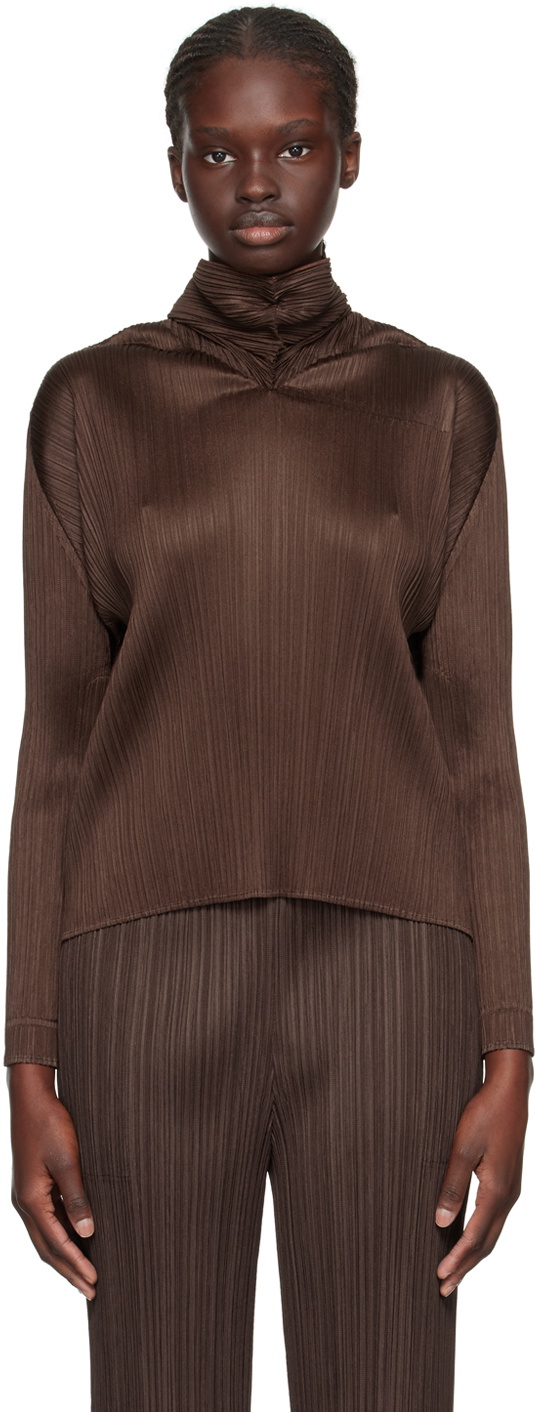 Pleats Please Issey Miyake Brown Monthly Colors September Blouse