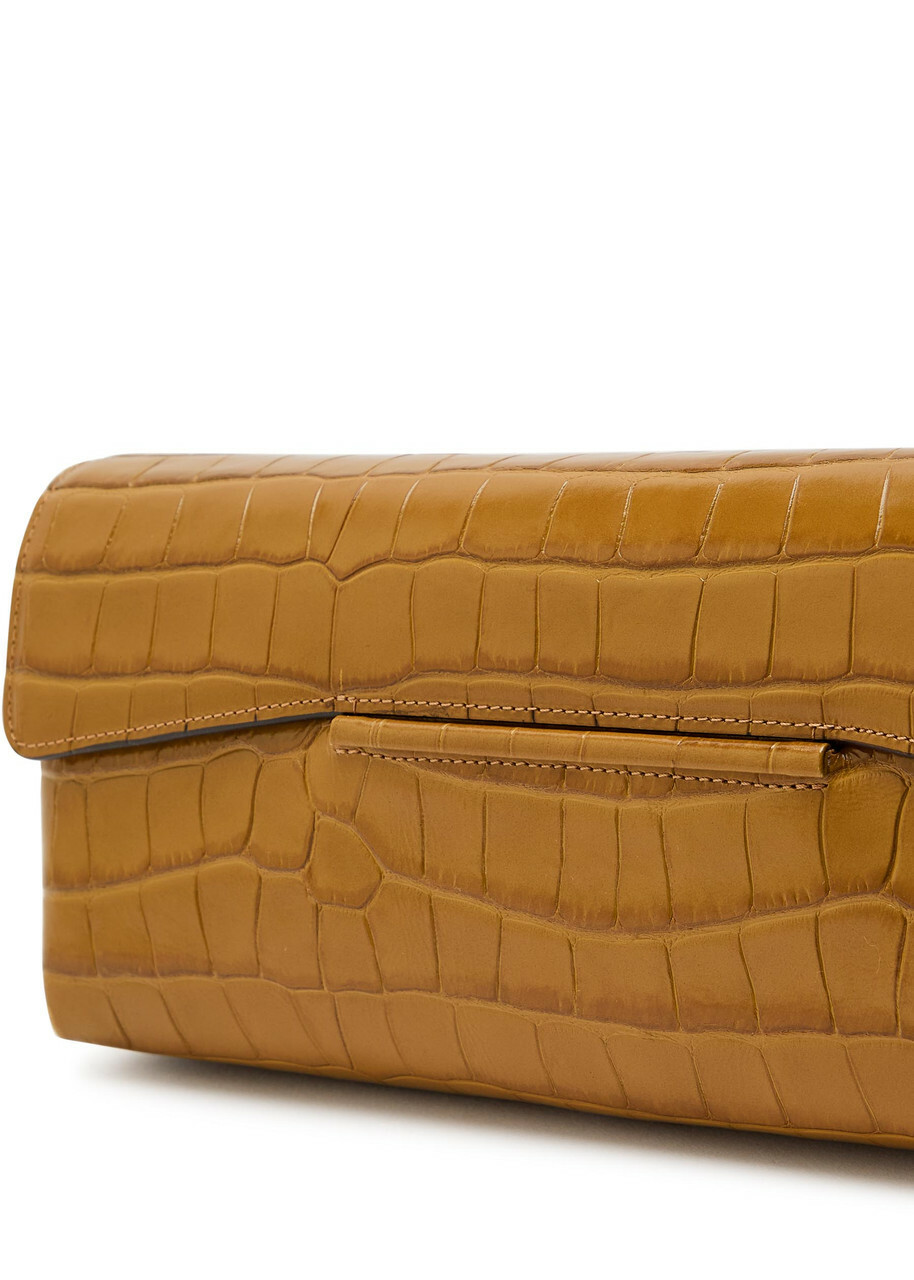 Toteme Crocodile-embossed Leather Clutch - Tan - One Size