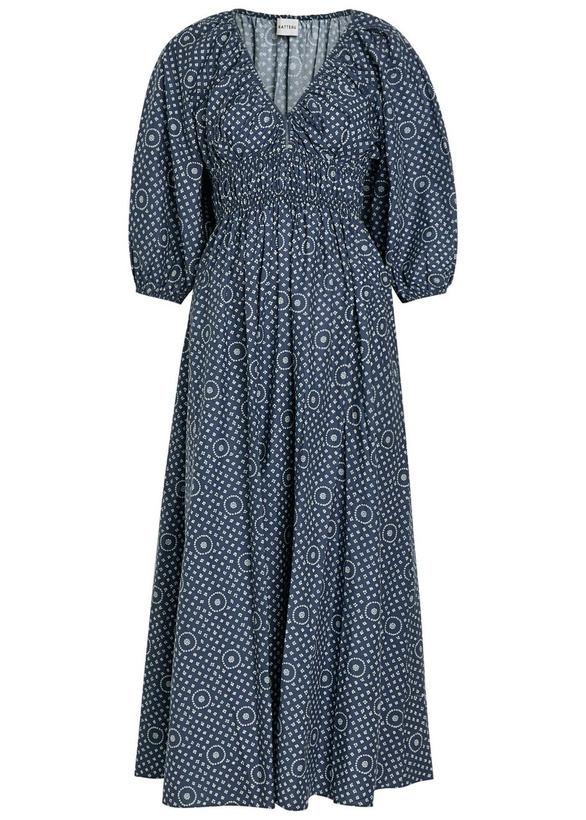 Photo: Matteau Printed Cotton-poplin Midi Dress Blue
