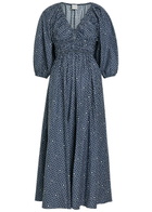 Matteau Printed Cotton-poplin Midi Dress Blue