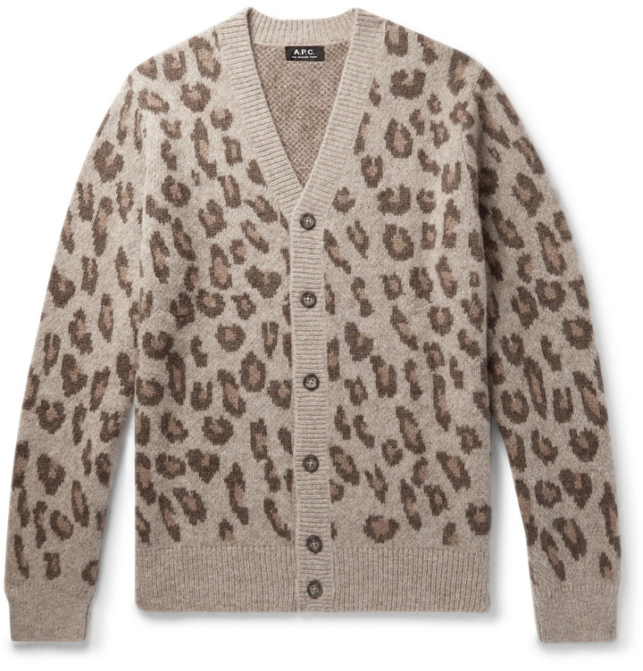 Photo: A.P.C. - Oscar Leopard-Print Baby Alpaca-Blend Cardigan - Animal print