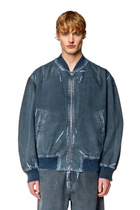 Diesel Bomber jacket in used-effect coated denim - Denim Jackets Mens in Blue