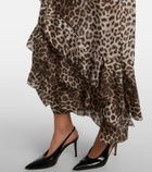 Jacques Wei Leopard-print draped silk maxi dress