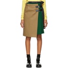Sacai Beige and Green Wool Skirt