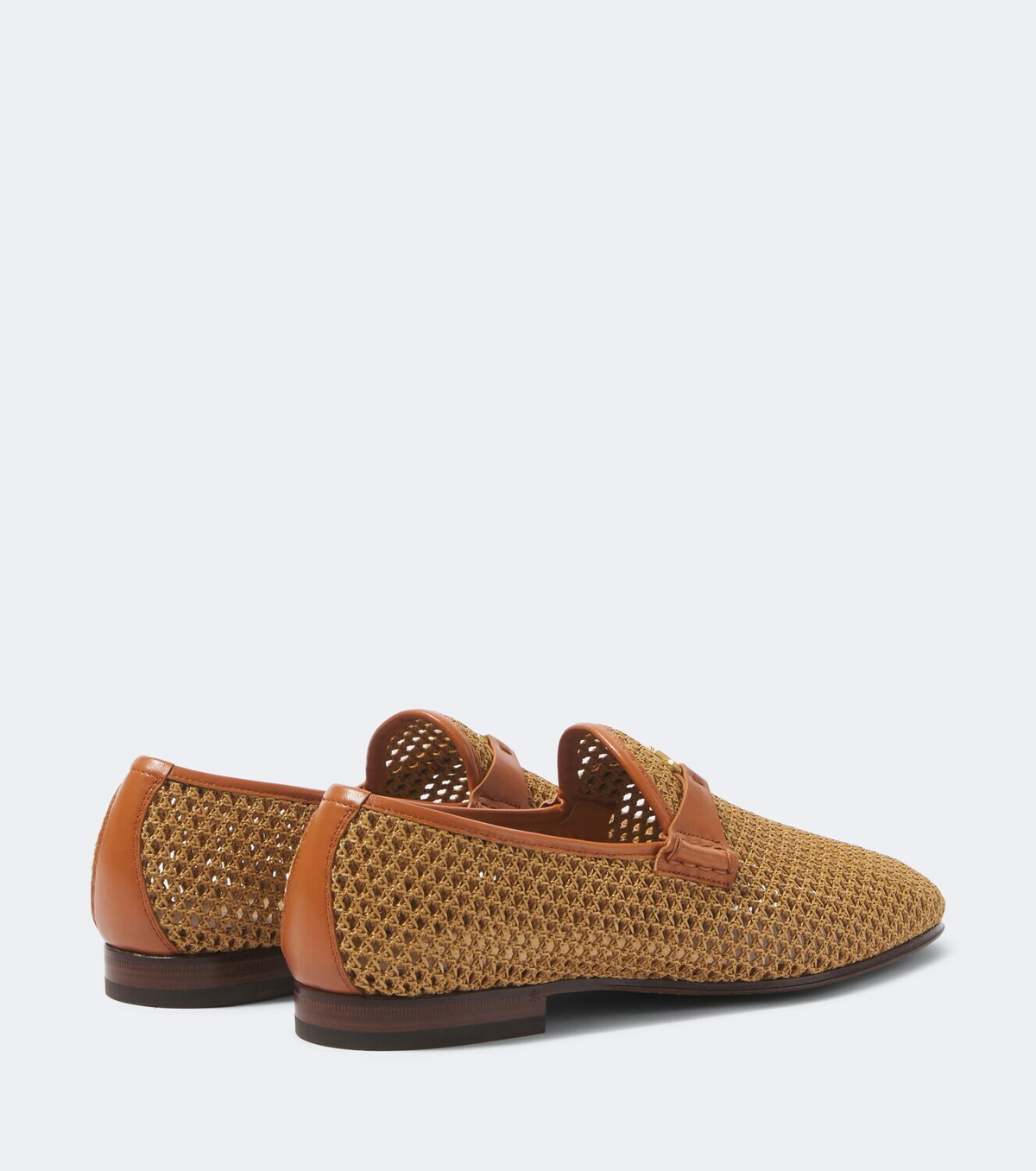 Valentino Garavani Wolfe VLogo leather-trimmed raffia loafers