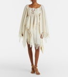 Blumarine Embroidered lace-trimmed miniskirt