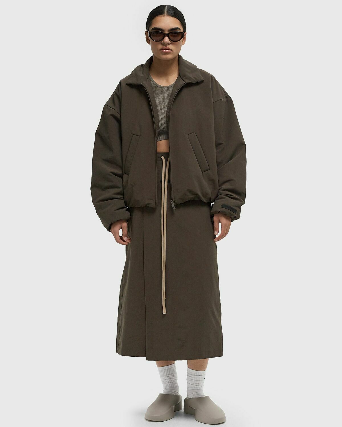 Fear of God Essentials MILITARY NYLON BOMBER JACKET Brown Women