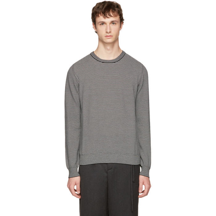 Photo: Maison Margiela Black and White Striped Elbow Patch Sweater
