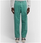 Stüssy - Wide-Leg Garment-Dyed Bull Denim Jeans - Green