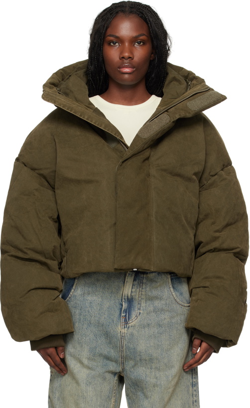 Photo: Entire Studios Khaki MML Hooded Puffer Down Jacket