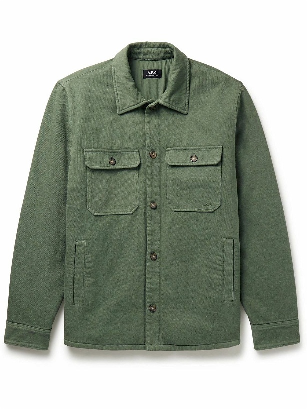 Photo: A.P.C. - Alessio Padded Cotton-Twill Shirt Jacket - Green