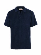 MC2 Saint Barth Man Ribbed Blue Terry Polo Shirt Jeremy