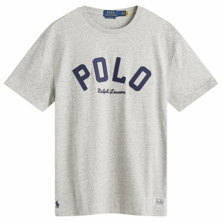 Photo: Polo Ralph Lauren Men's College Logo T-Shirt in Dark Vintage Heather
