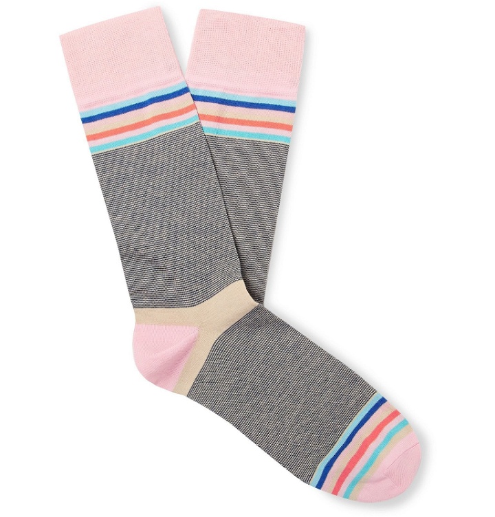 Photo: Richard James - Striped Cotton-Blend Socks - Pink
