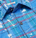 Needles - Paint-Splattered Checked Cotton-Flannel Shirt - Blue