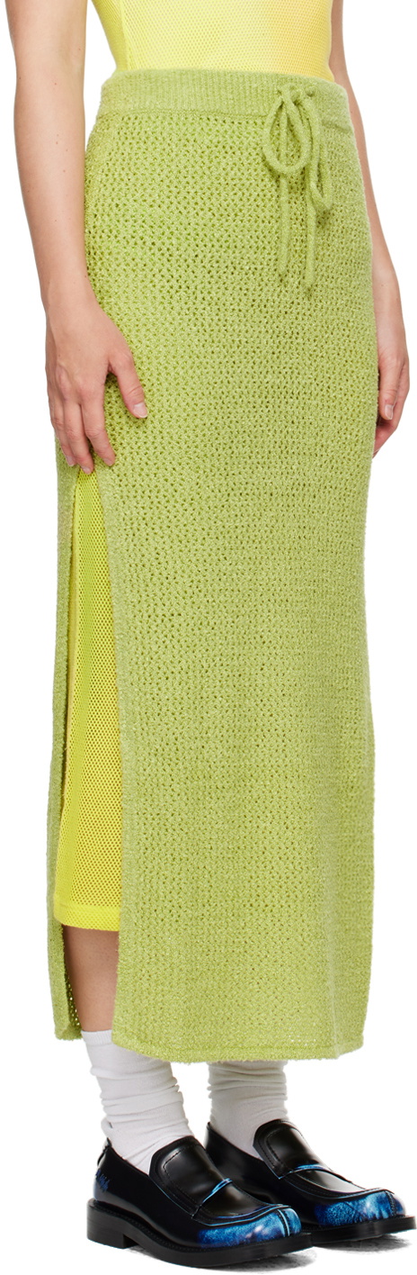 The Elder Statesman Green Selerino Net Midi Skirt