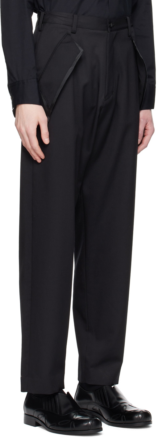 Sulvam Black Frayed Trim Trousers
