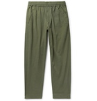 Folk - Assembly Cropped Crinkled-Cotton Trousers - Green