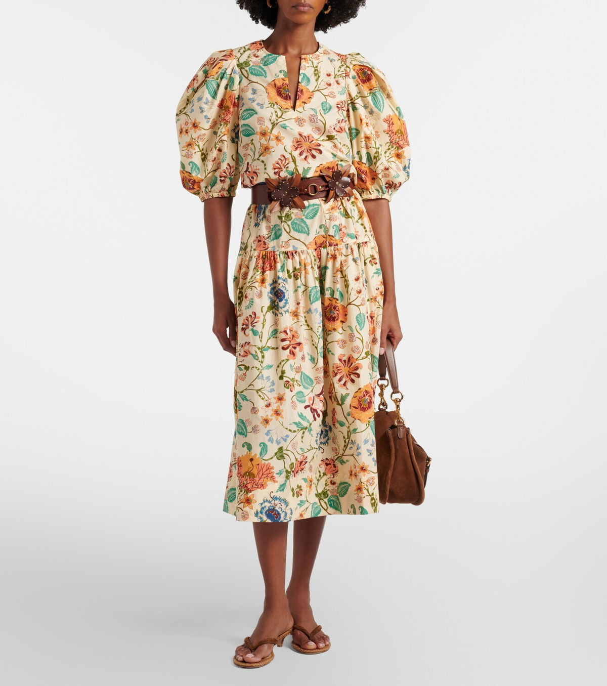 Ulla Johnson Theodora floral cotton midi skirt