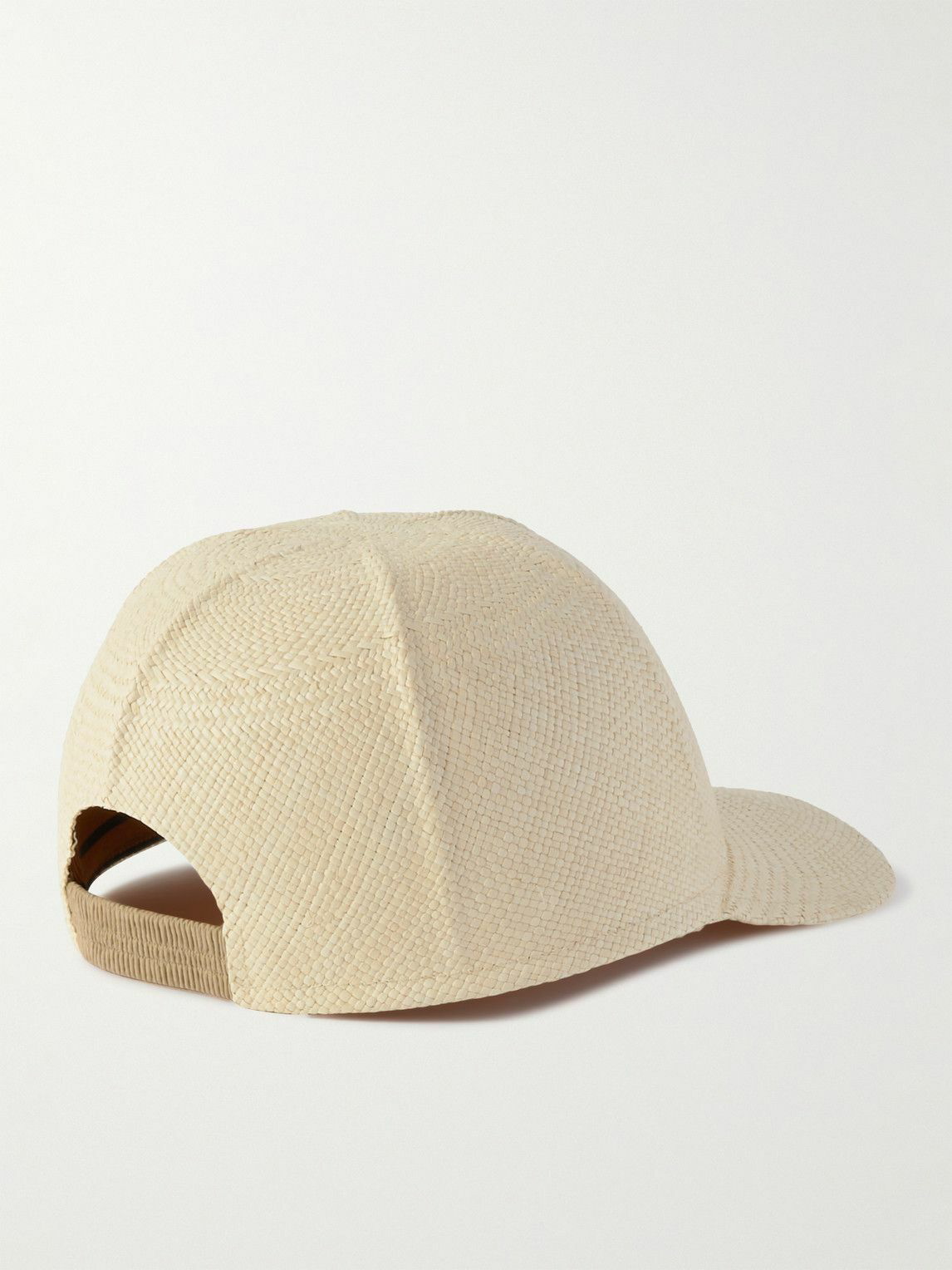 Zegna - Logo-Embellished Leather-Trimmed Straw Hat - White Zegna