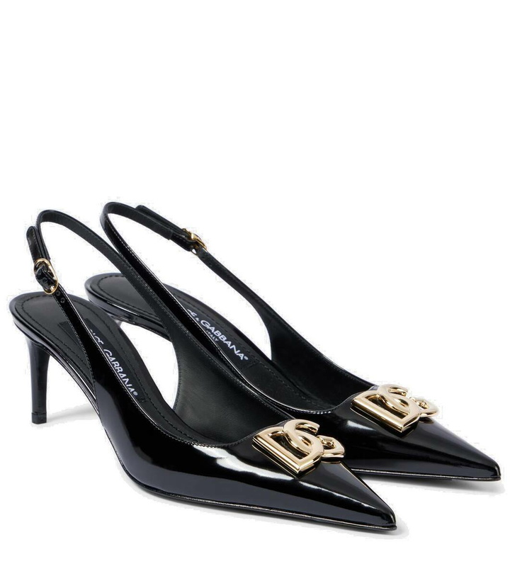 Photo: Dolce&Gabbana Logo leather slingback pumps