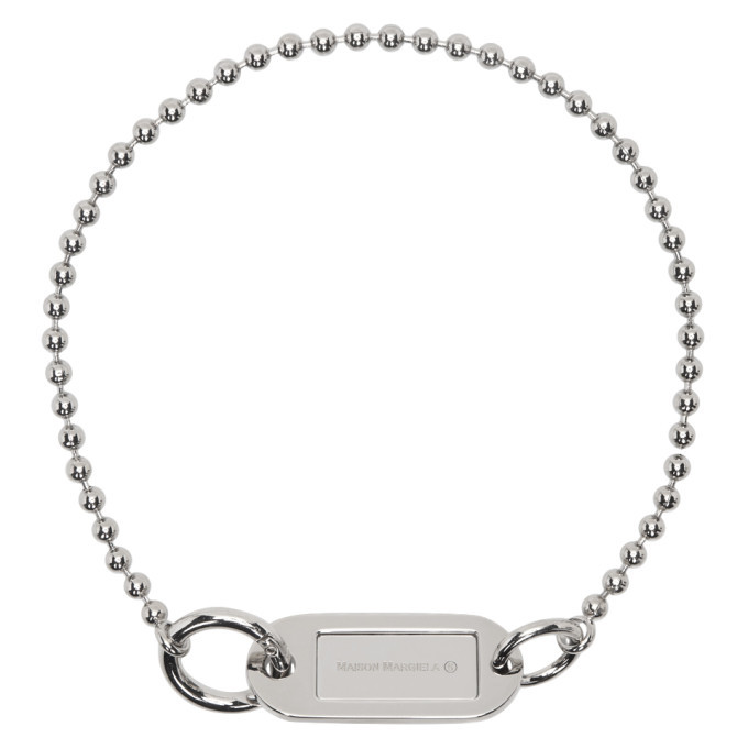 Photo: MM6 Maison Margiela Silver Dog Tag Choker Necklace