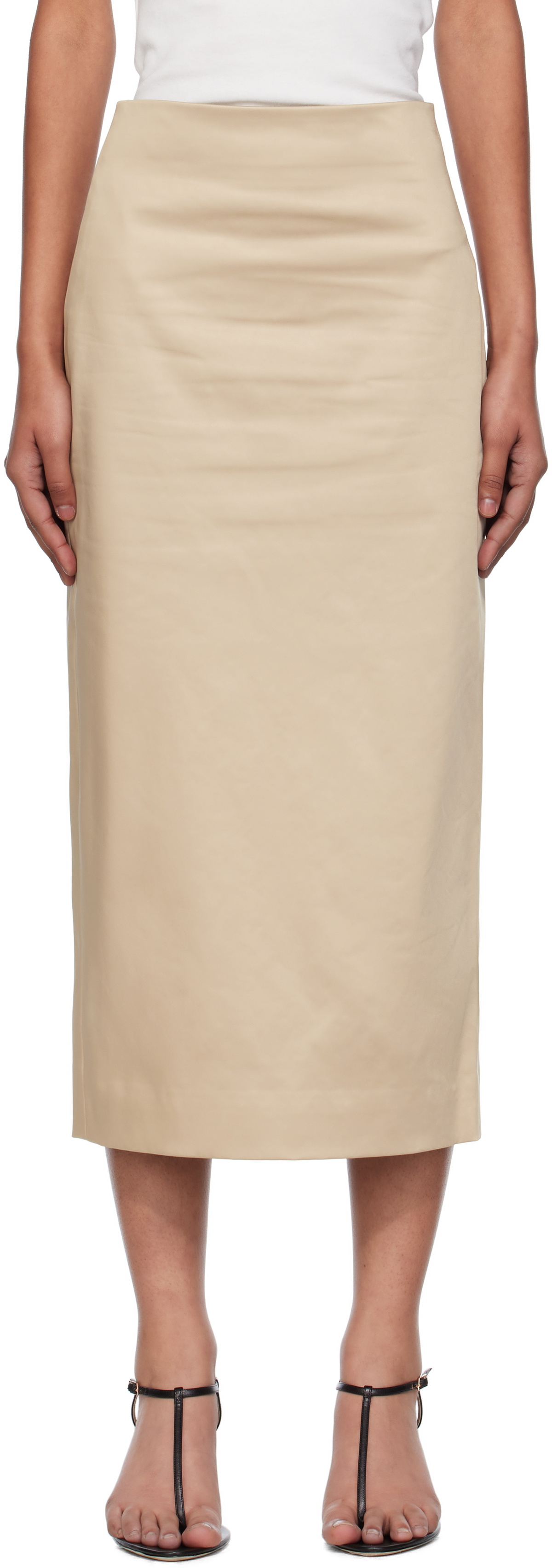 GIA STUDIOS Beige Marisol Midi Skirt